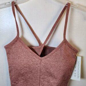 NWT All in Motion Women's Pink V-Neck Built-in-Bra Cropped Tank Top XS